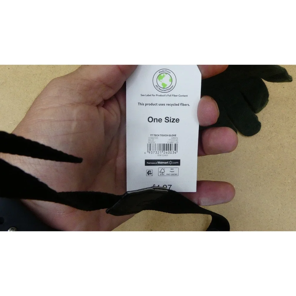 Time and Tru Tech Touch Gloves Womens One Size Green  Recycled Knit